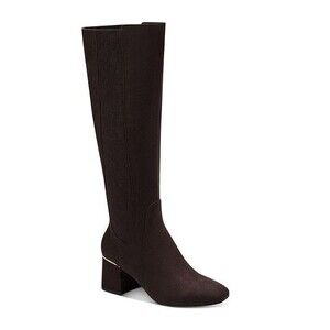 Alfani Womens 7.5 M Brown Faux Leather Knee High Zip Up Riding Boots NIB HC6